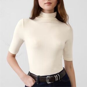 Banana Republic Soft Luxe Ivory Mock Neck Sweater | Size S